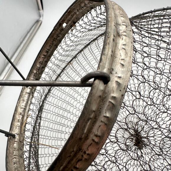 Vintage Italian Collapsible Wire Strainer Basket garden pasta mesh chicken coop - Picture 6 of 16